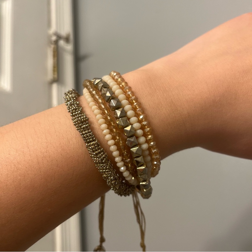 Guess Gently Used Chunky Rose Tones Drawstring Bracelet